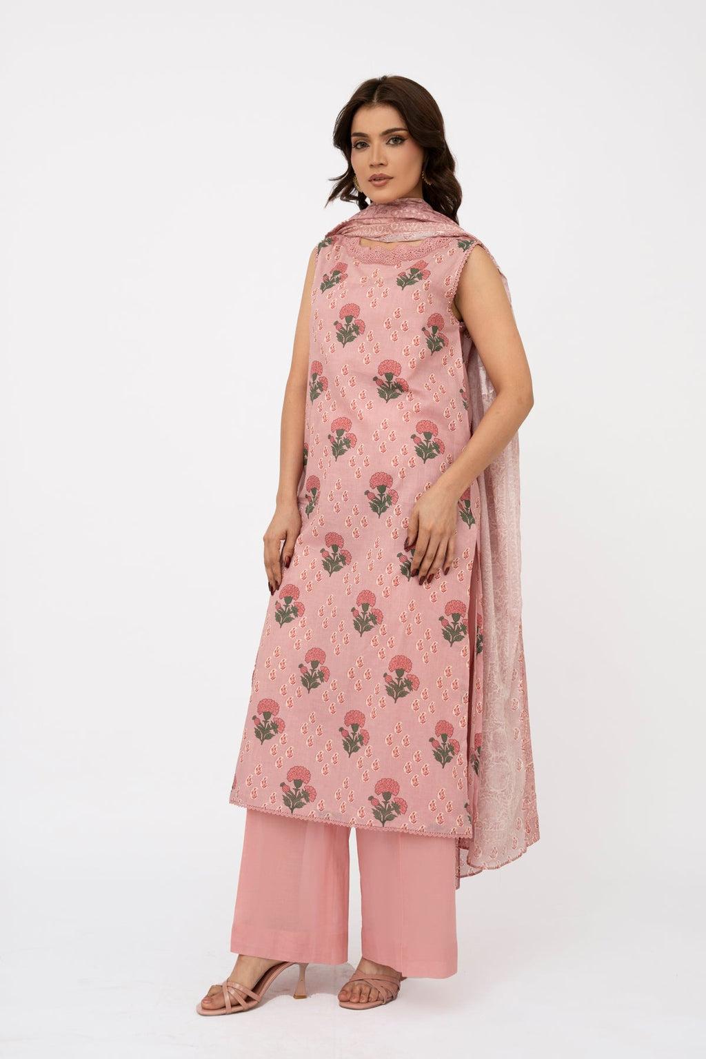 Printed Pink Lawn 2-Piece Unstitched Suit by The Fabric Store, photo 3