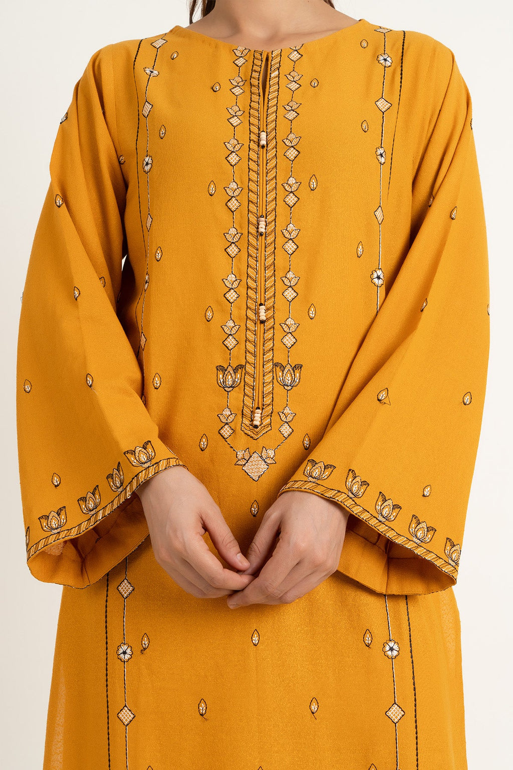 Embroidered Yellow Karandi Lawn 2-Piece Pret Suit by The Fabric Store, photo 3