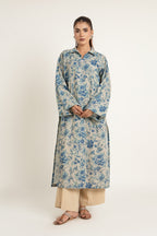 Printed Grey Slub Khaddar Unstitched Shirt by The Fabric Store