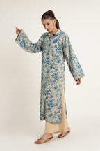 Printed Grey Slub Khaddar Unstitched Shirt by The Fabric Store, photo 4