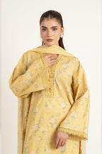 Printed Yellow Cambric 3-Piece Unstitched Suit by The Fabric Store, photo 3
