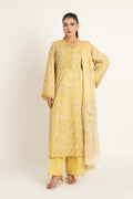 Printed Yellow Cambric 3-Piece Unstitched Suit by The Fabric Store