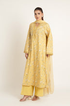 Printed Yellow Cambric 3-Piece Unstitched Suit by The Fabric Store, photo 4