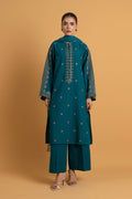 Embroidered Teal Slub Khaddar 3-Piece Pret Suit by The Fabric Store