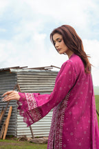Printed Purple Slub Khaddar 3-Piece Unstitched Suit by The Fabric Store, photo 3