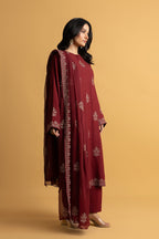 Embroidered Red Karandi Lawn 3-Piece Pret Suit by The Fabric Store, photo 3