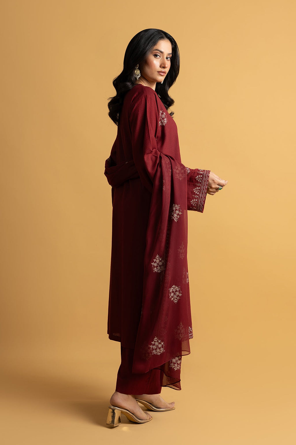 Embroidered Red Karandi Lawn 3-Piece Pret Suit by The Fabric Store, photo 2