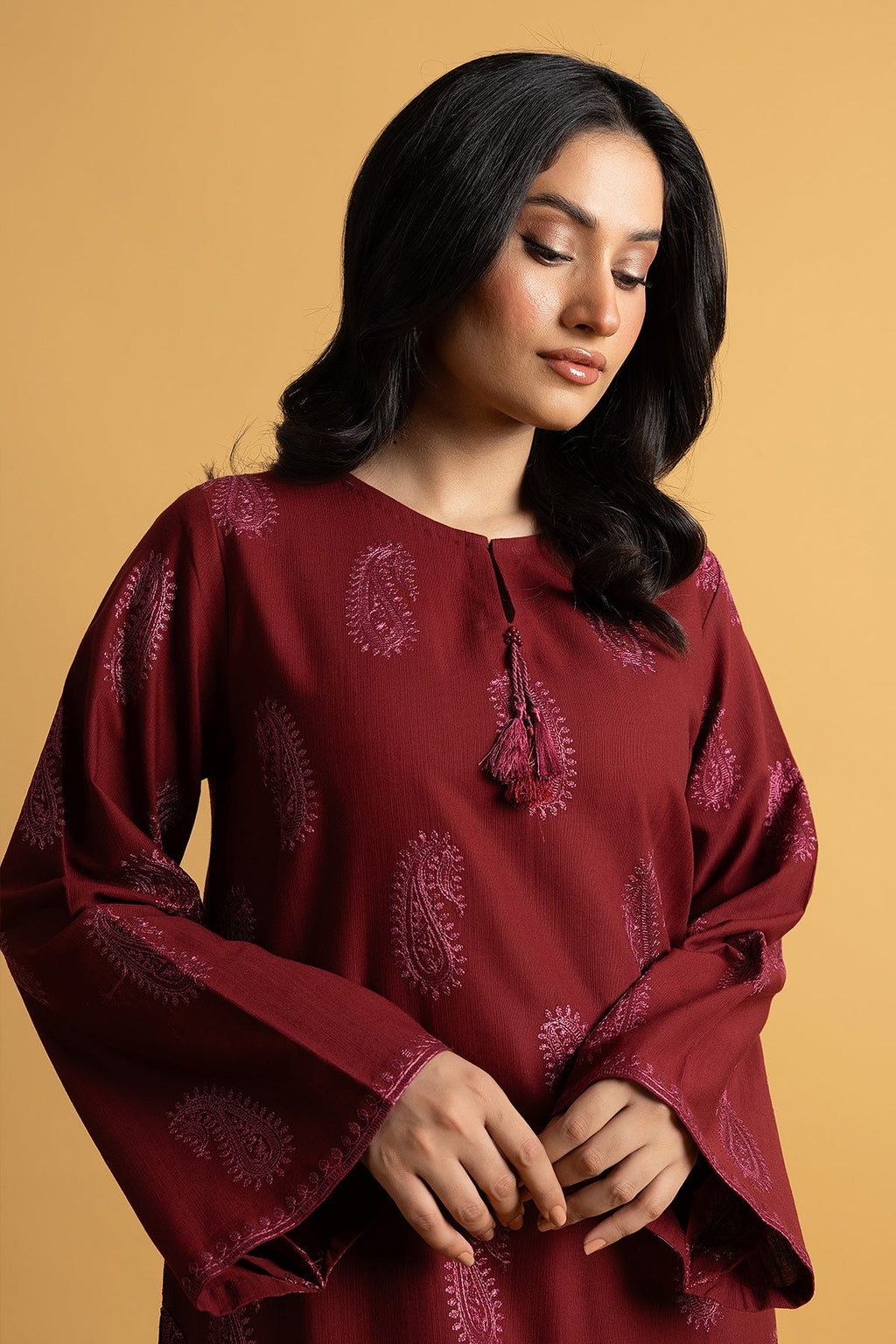 Embroidered Red Karandi Lawn 3-Piece Pret Suit by The Fabric Store, photo 4
