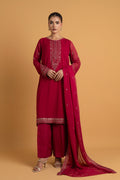 Embroidered & Embellished Pink Chiffon 3-Piece Pret Suit by The Fabric Store