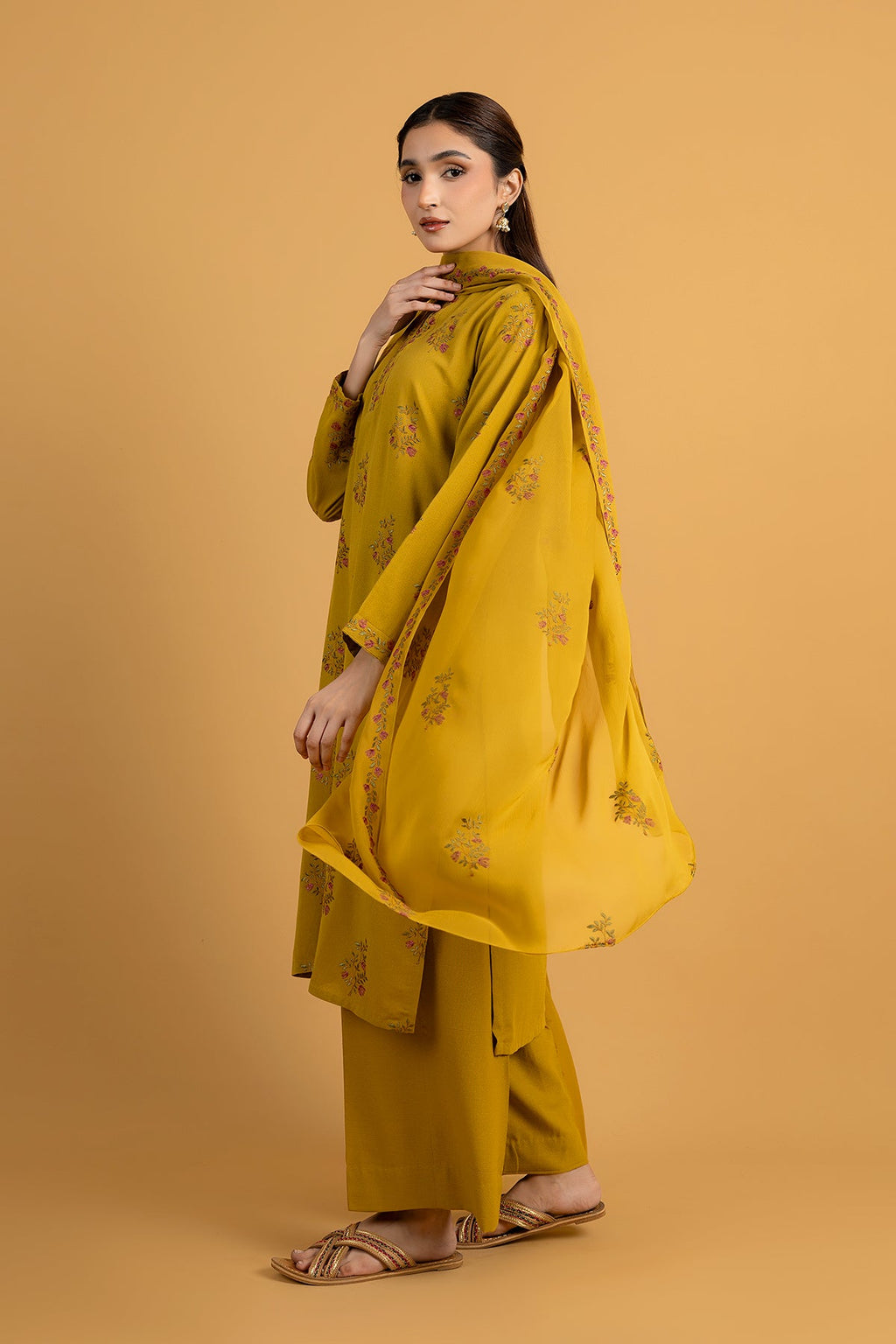 Embroidered Mustard Karandi Lawn 3-Piece Pret Suit by The Fabric Store, photo 4
