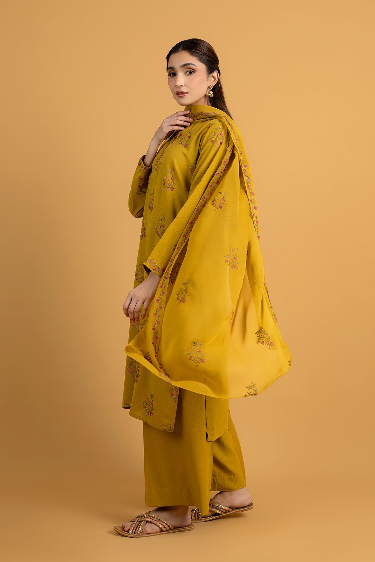 Embroidered Mustard Karandi Lawn 3-Piece Pret Suit by The Fabric Store, photo 4