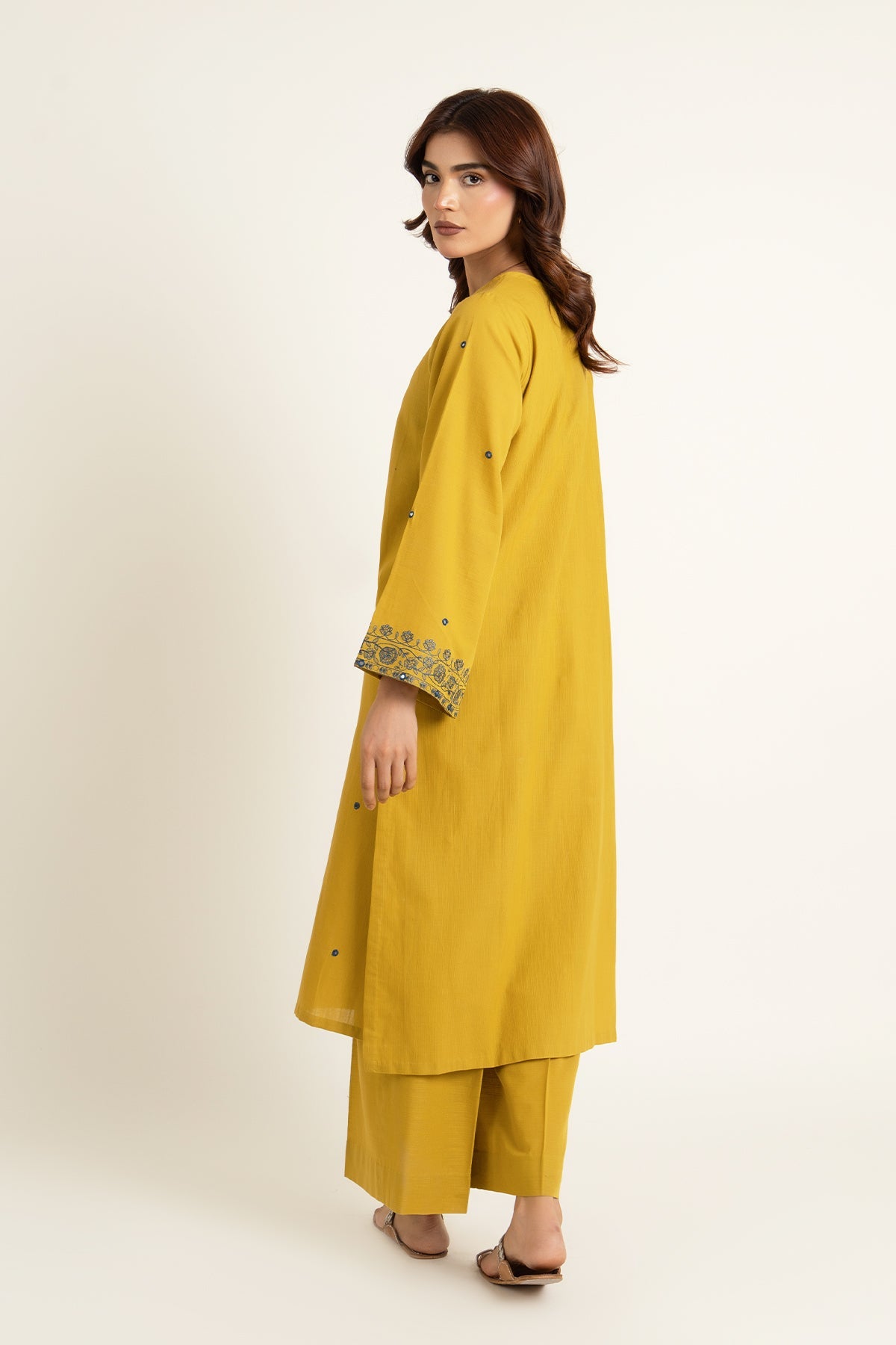 Embroidered & Embellished Olive Slub Khaddar 2-Piece Pret Suit by The Fabric Store, photo 2