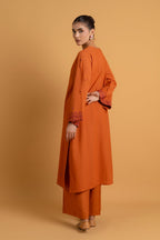 Embroidered & Embellished Rust Slub Khaddar 2-Piece Pret Suit by The Fabric Store, photo 2