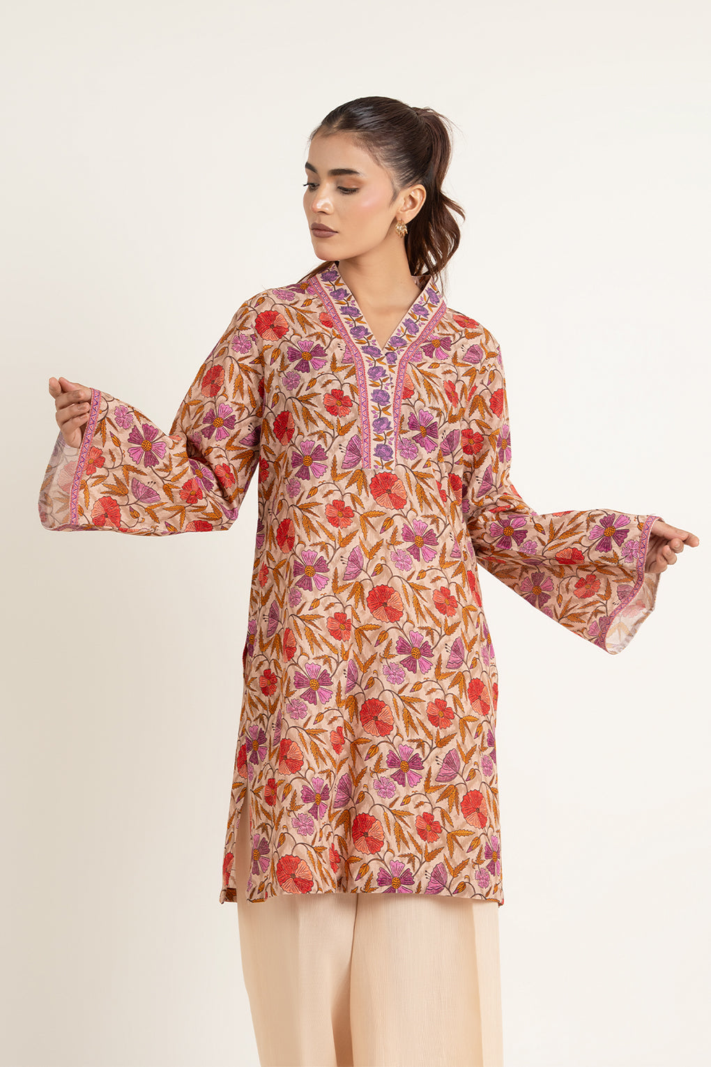 Printed Grey Slub Khaddar 2-Piece Unstitched Suit by The Fabric Store, photo 4