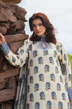 Printed O White Marina 3-Piece Unstitched Suit by The Fabric Store, photo 3