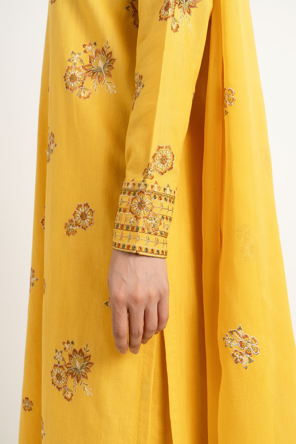 Embroidered Yellow Slub Khaddar 3-Piece Pret Suit by The Fabric Store, photo 4