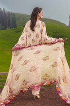Printed Cream Marina 3-Piece Unstitched Suit by The Fabric Store, photo 2