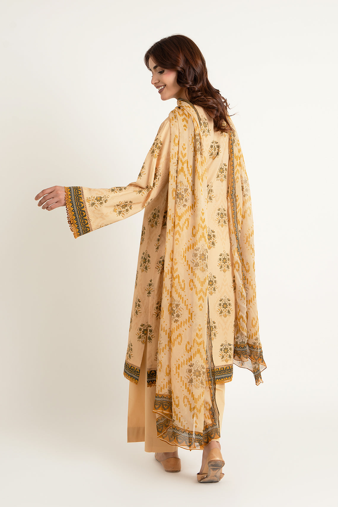 Printed Beige Cambric 3-Piece Unstitched Suit by The Fabric Store, photo 2