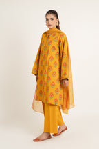 Printed Mustard Cambric 3-Piece Unstitched Suit by The Fabric Store, photo 4