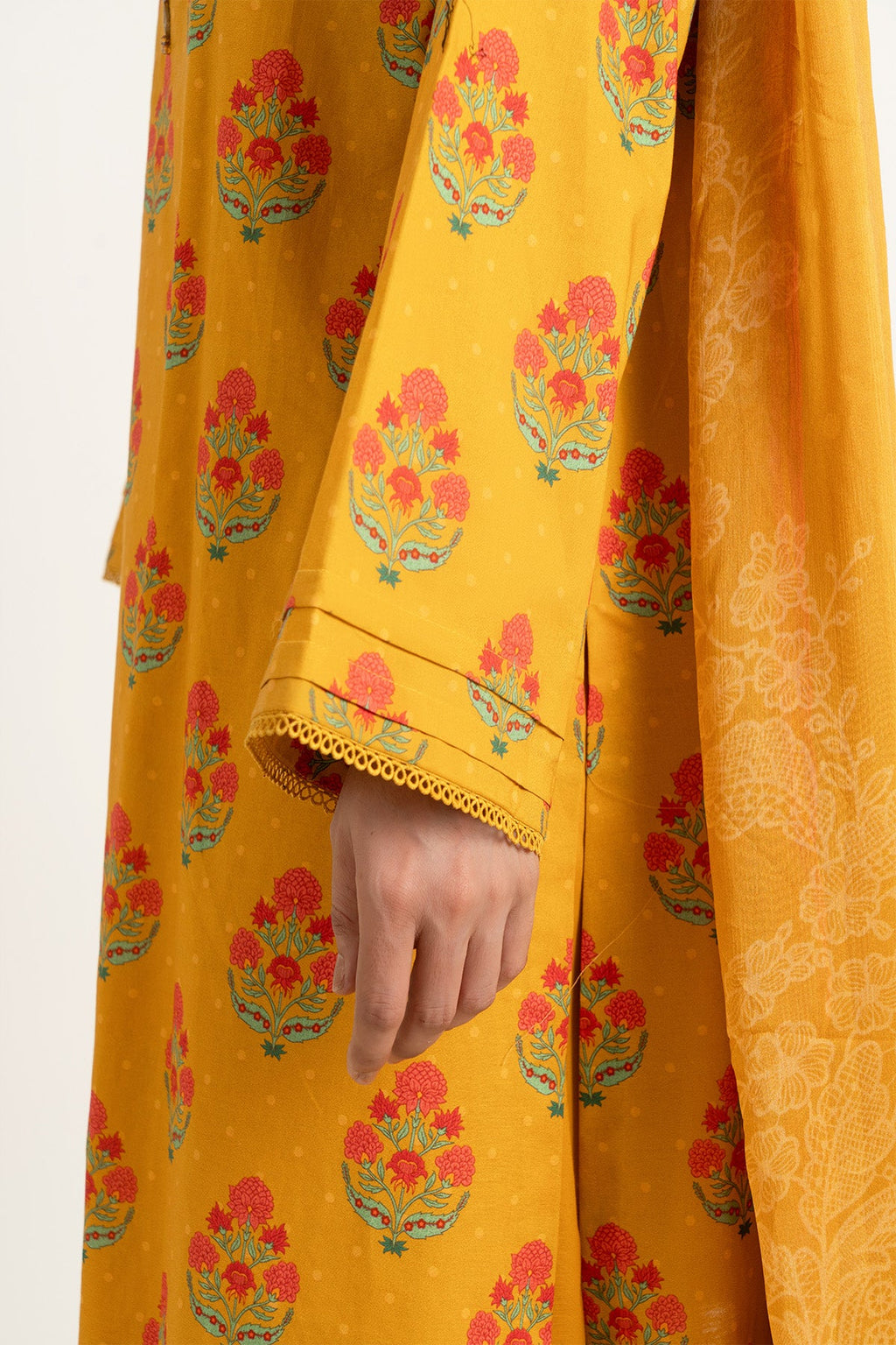 Printed Mustard Cambric 3-Piece Unstitched Suit by The Fabric Store, photo 5