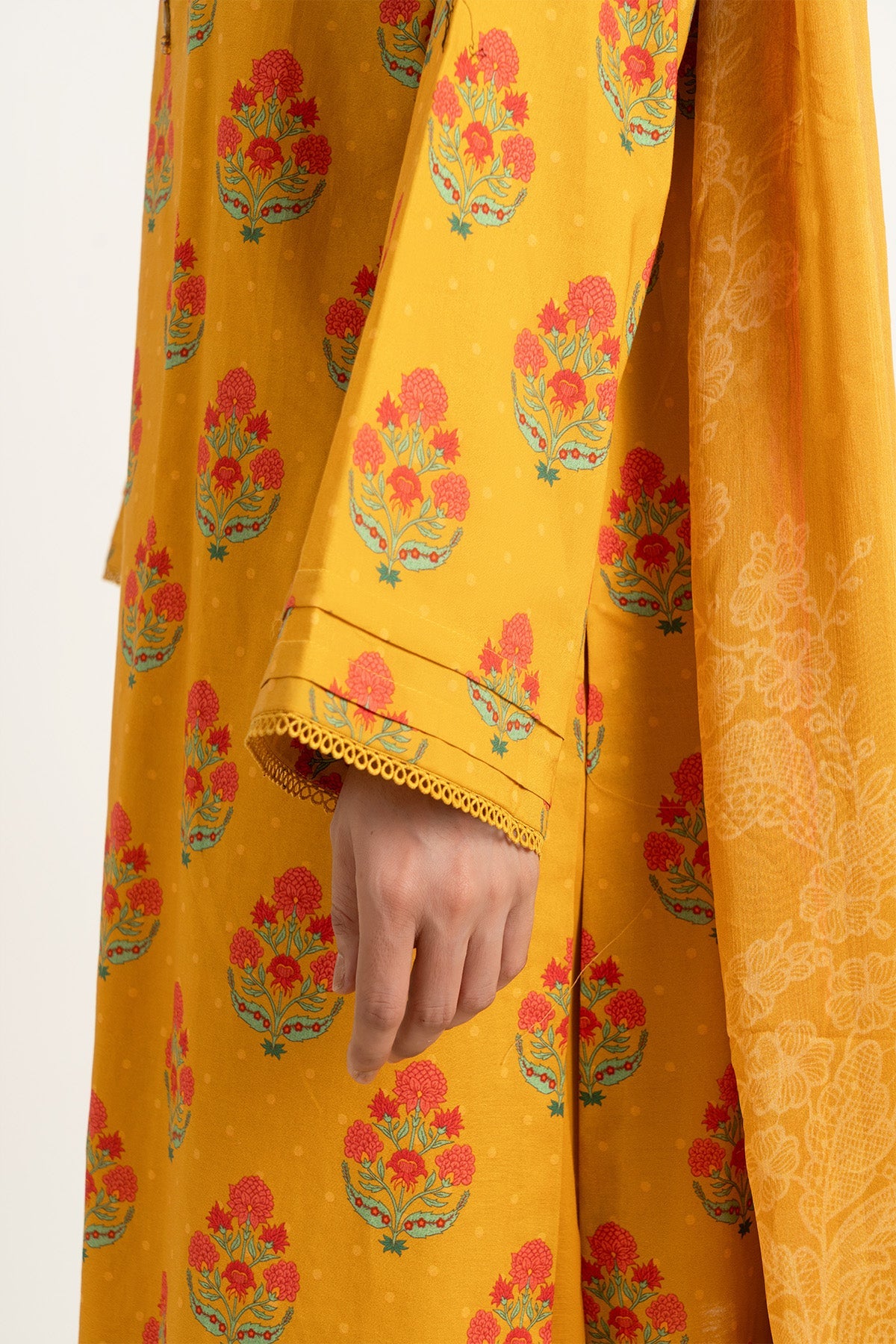 Printed Mustard Cambric 3-Piece Unstitched Suit by The Fabric Store, photo 5