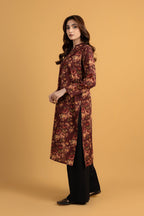 Printed D.Brown Slub Khaddar Pret Shirt by The Fabric Store, photo 3