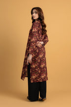 Printed D.Brown Slub Khaddar Pret Shirt by The Fabric Store, photo 2