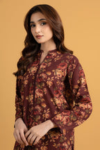 Printed D.Brown Slub Khaddar Pret Shirt by The Fabric Store, photo 4