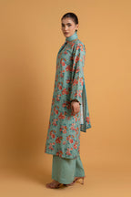 Printed Blue Slub Khaddar 3-Piece Unstitched Suit by The Fabric Store, photo 4