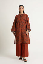 Printed Rust Slub Khaddar 2-Piece Pret Suit by The Fabric Store