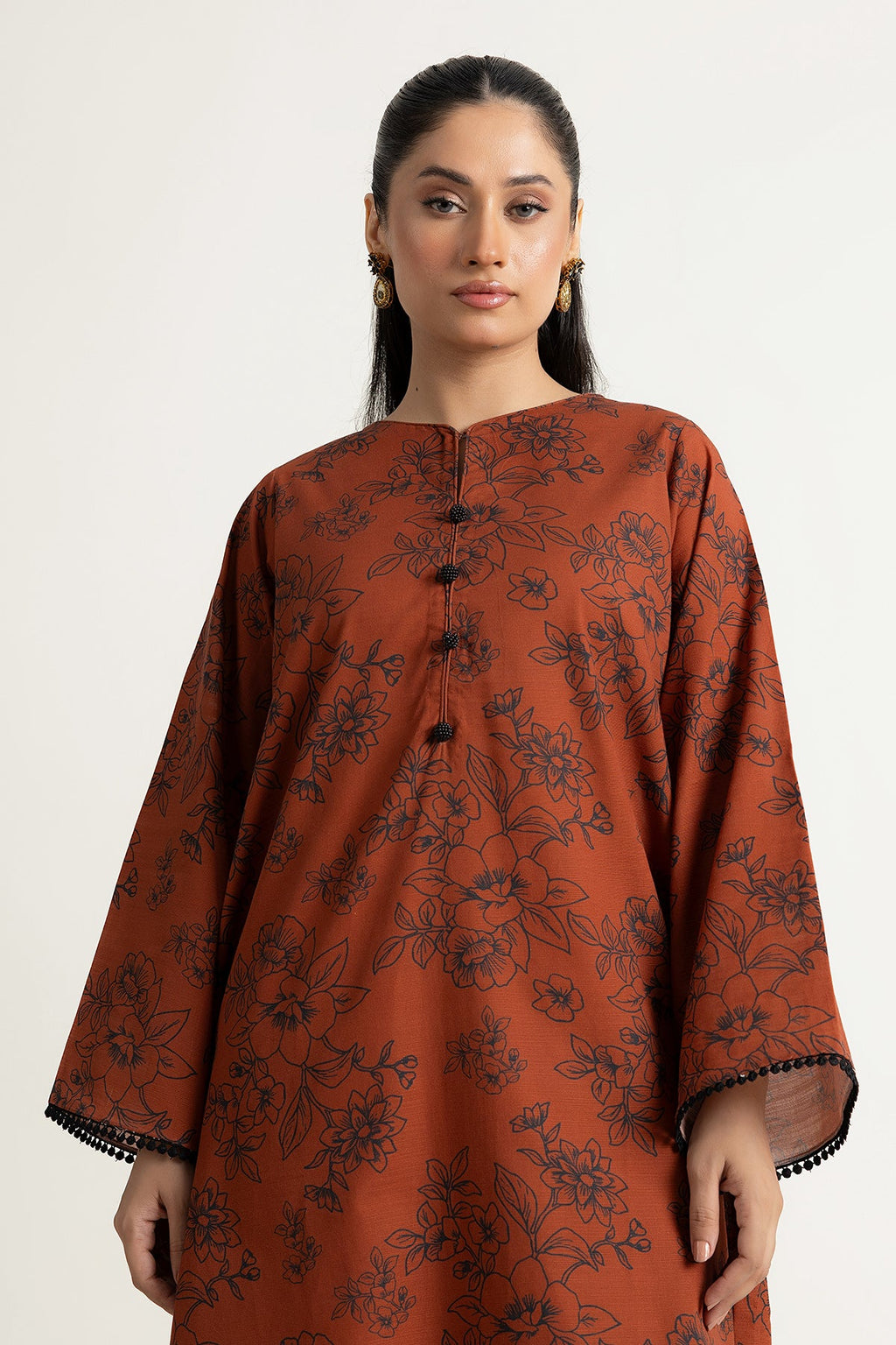 Printed Rust Slub Khaddar 2-Piece Pret Suit by The Fabric Store, photo 4