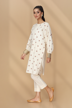 Printed O White Cotton Jacquard Pret Shirt by The Fabric Store, photo 4