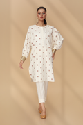 Printed O White Cotton Jacquard Pret Shirt by The Fabric Store