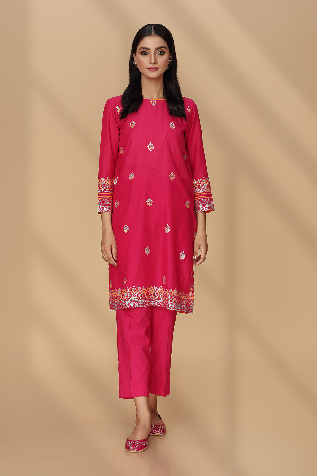 Printed Pink Lawn Pret Shirt by The Fabric Store