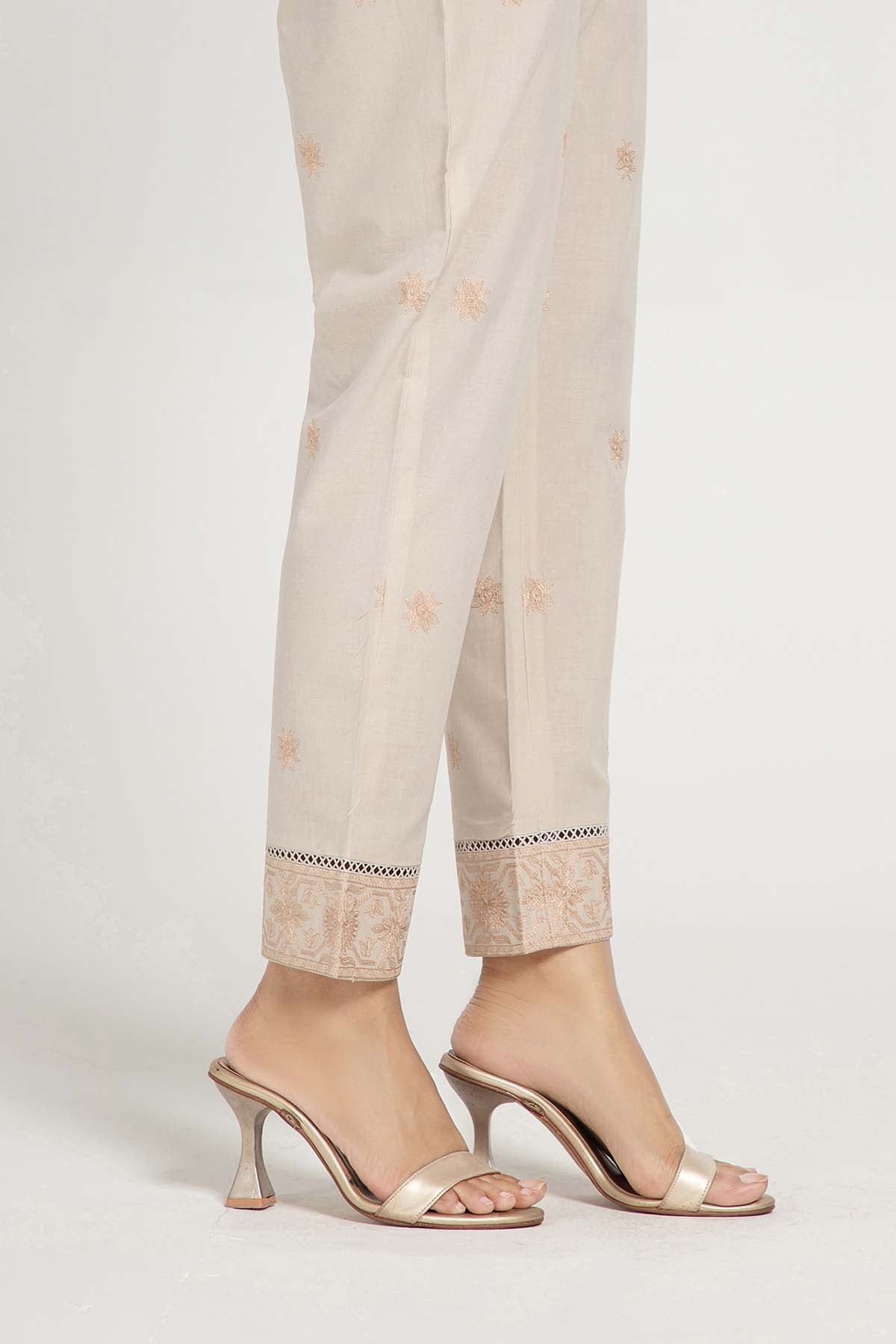 Embroidered Beige Cambric Pret Shirt by The Fabric Store, photo 3