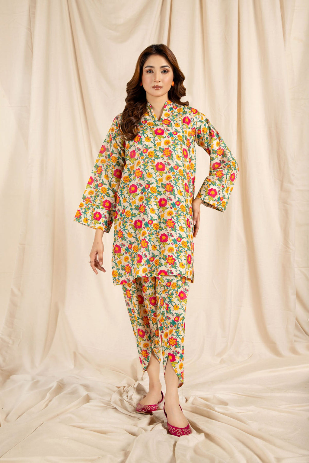 Printed O White Lawn 2-Piece Pret Suit by The Fabric Store