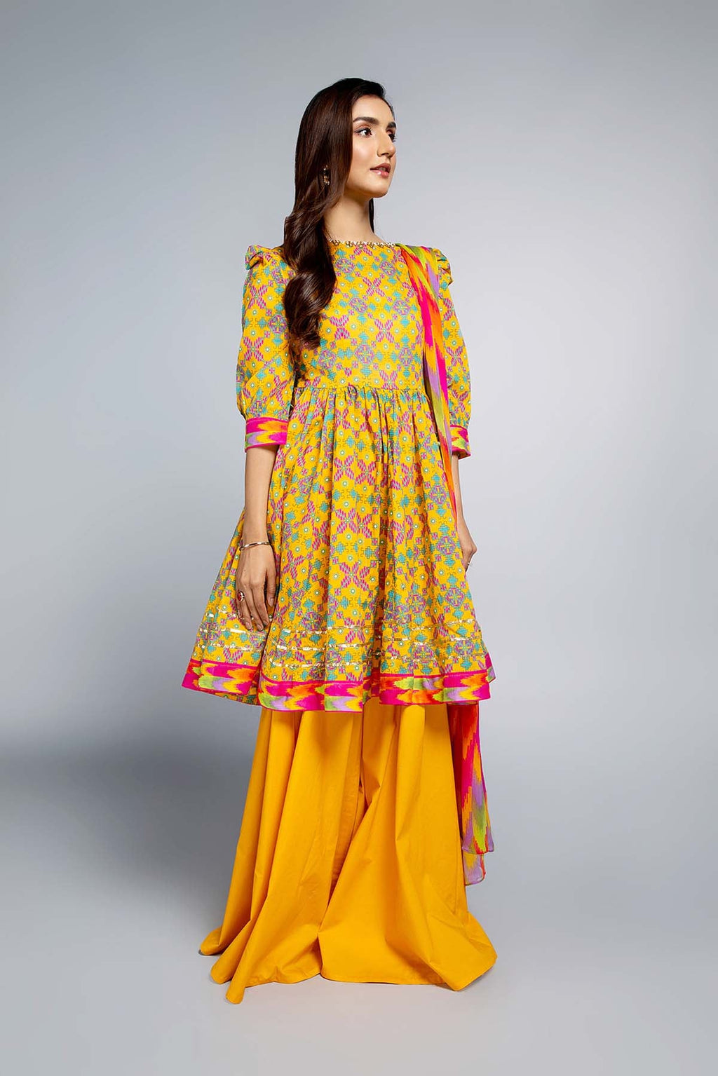Printed Yellow Lawn 2-Piece Unstitched Suit by The Fabric Store