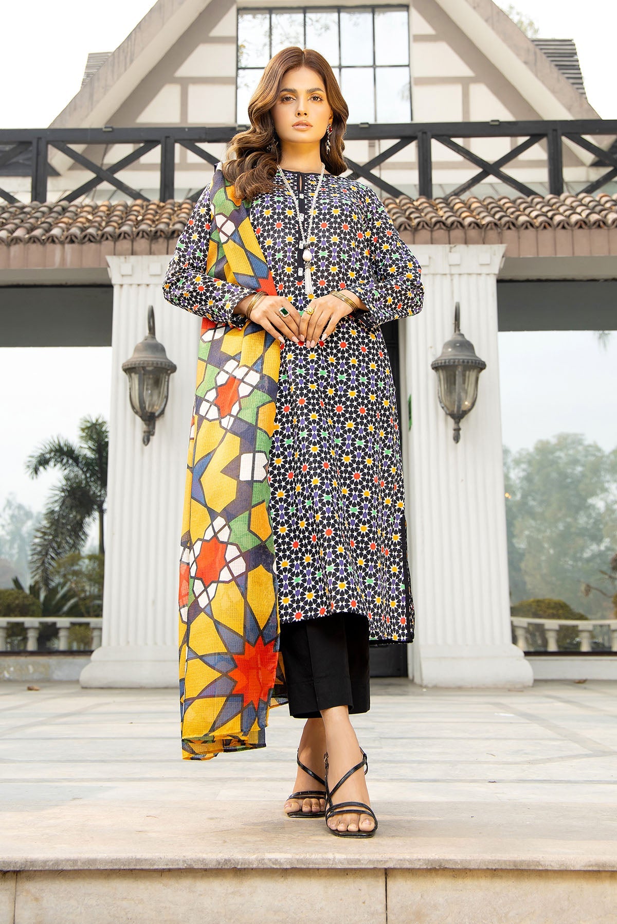 Printed Black Lawn 2-Piece Pret Suit by The Fabric Store