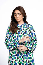 Printed Blue Lawn Pret Shirt by The Fabric Store, photo 4