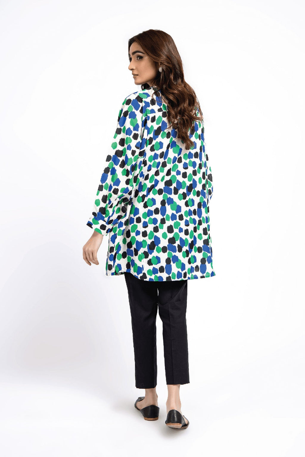 Printed Blue Lawn Pret Shirt by The Fabric Store, photo 2