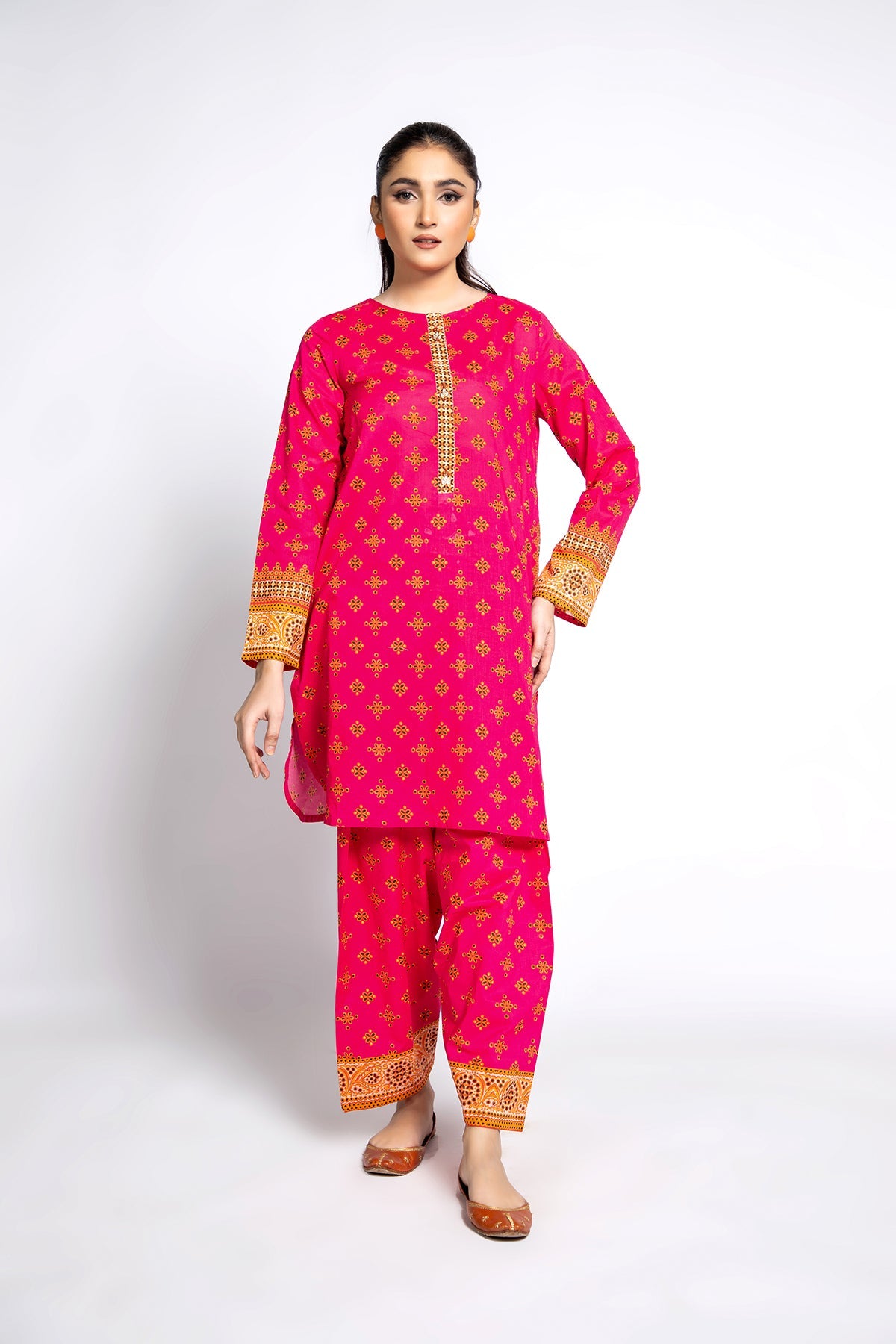 Printed Pink Lawn 2-Piece Unstitched Suit by The Fabric Store