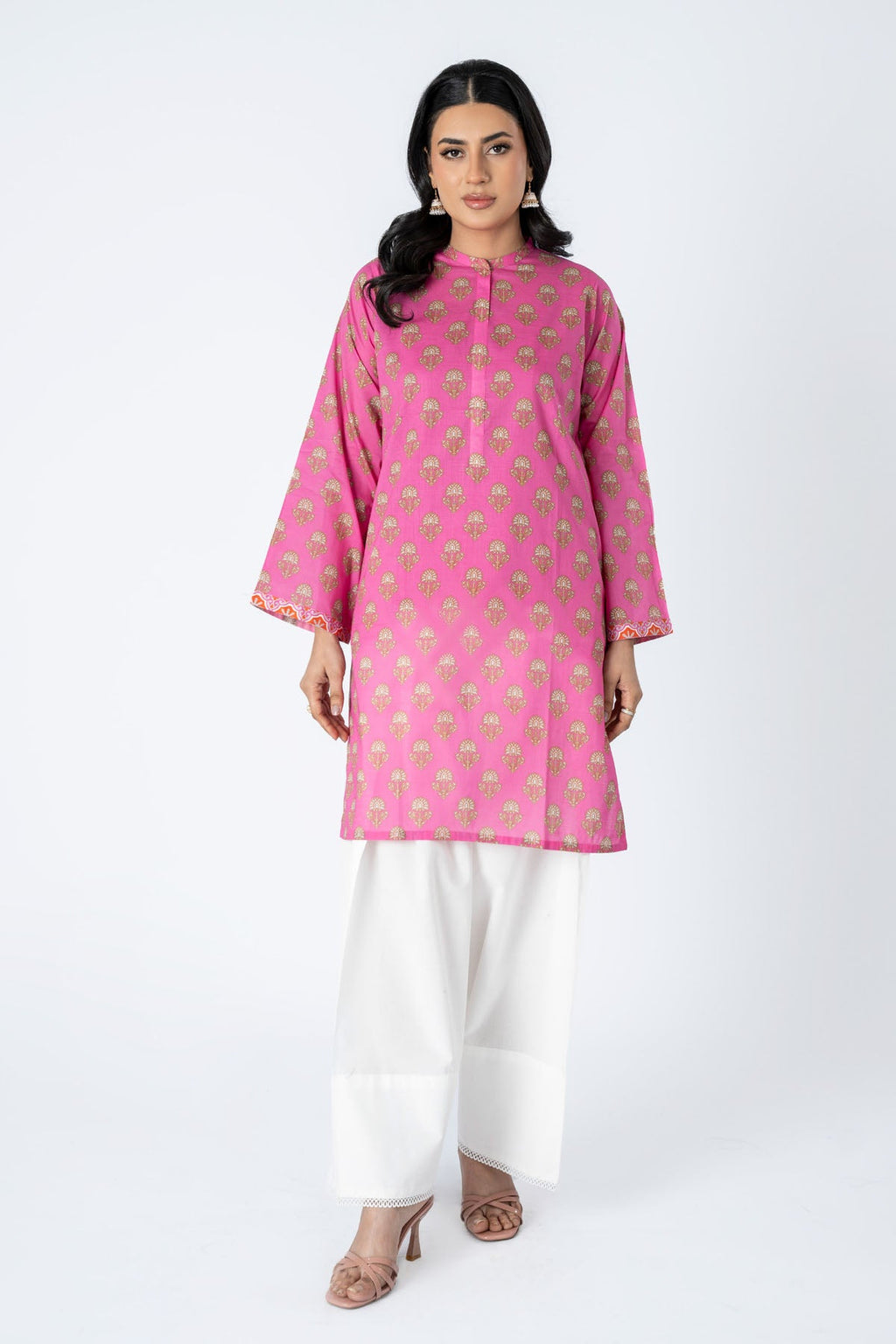 Printed Pink Lawn Pret Shirt by The Fabric Store