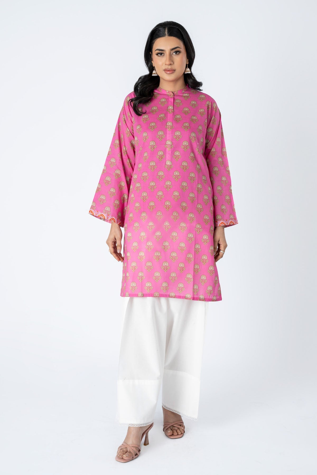 Printed Pink Lawn Pret Shirt by The Fabric Store