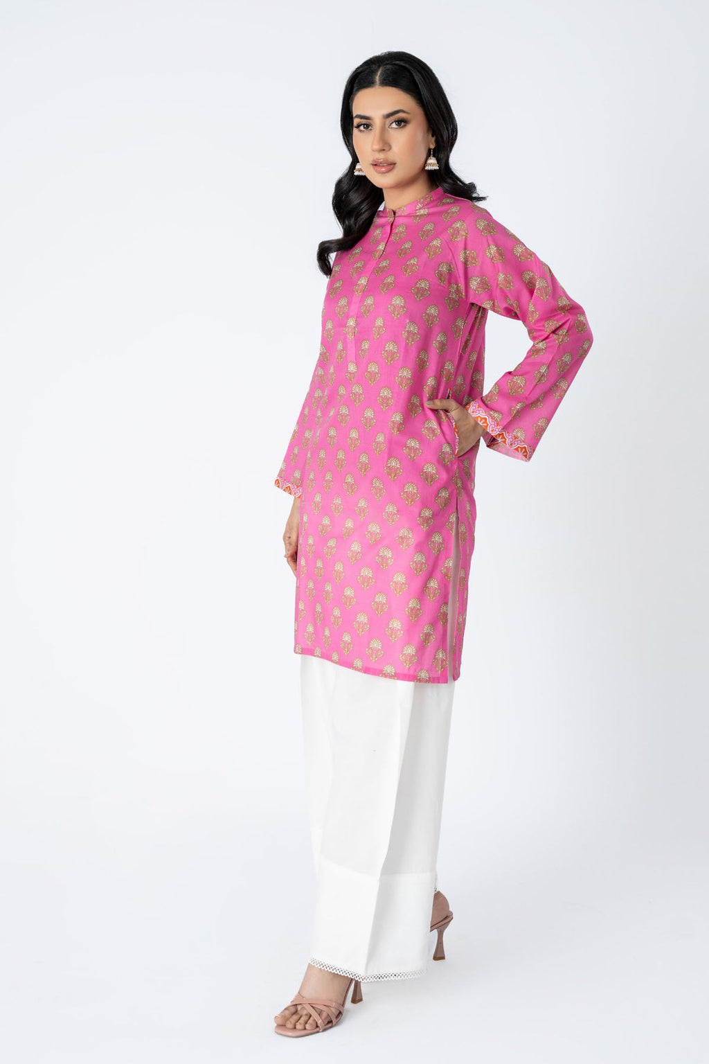 Printed Pink Lawn Pret Shirt by The Fabric Store, photo 4