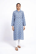 Printed Blue Lawn Pret Shirt by The Fabric Store