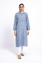 Printed Blue Lawn Pret Shirt by The Fabric Store