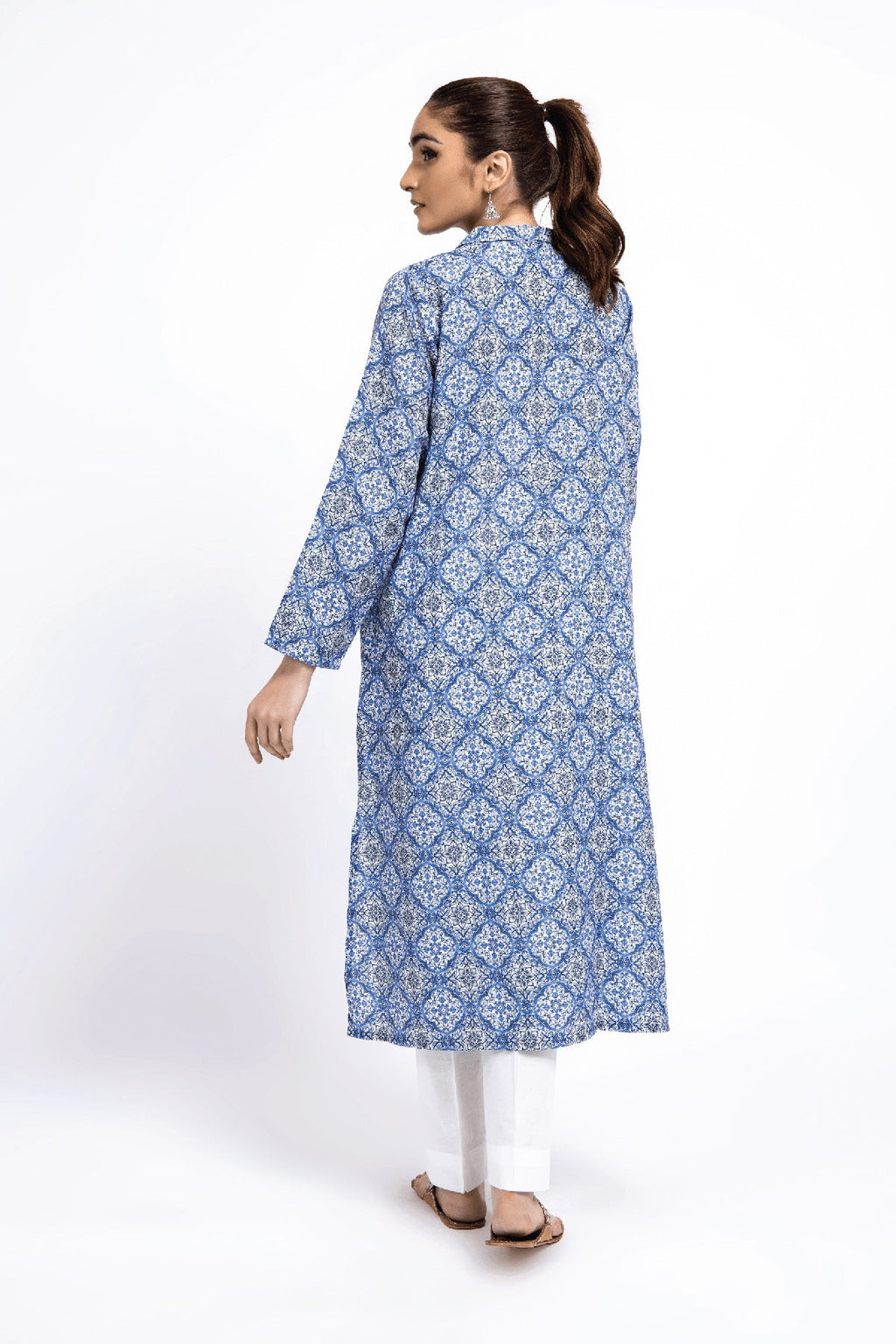 Printed Blue Lawn Pret Shirt by The Fabric Store, photo 2