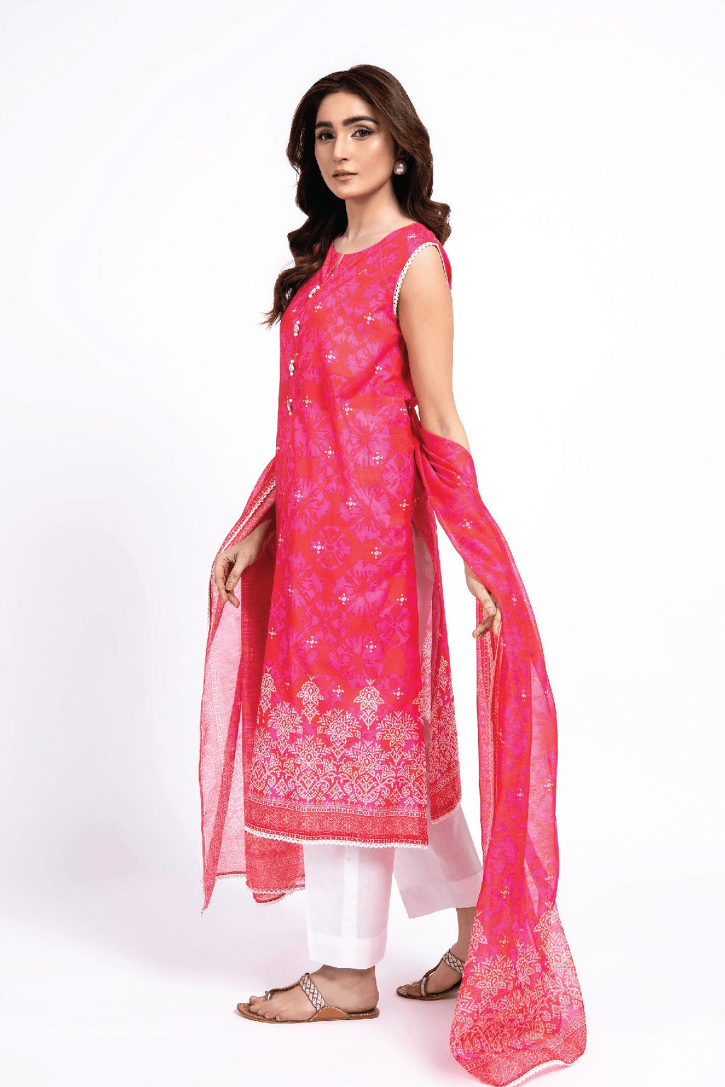 Printed Pink Lawn 2-Piece Unstitched Suit by The Fabric Store, photo 2