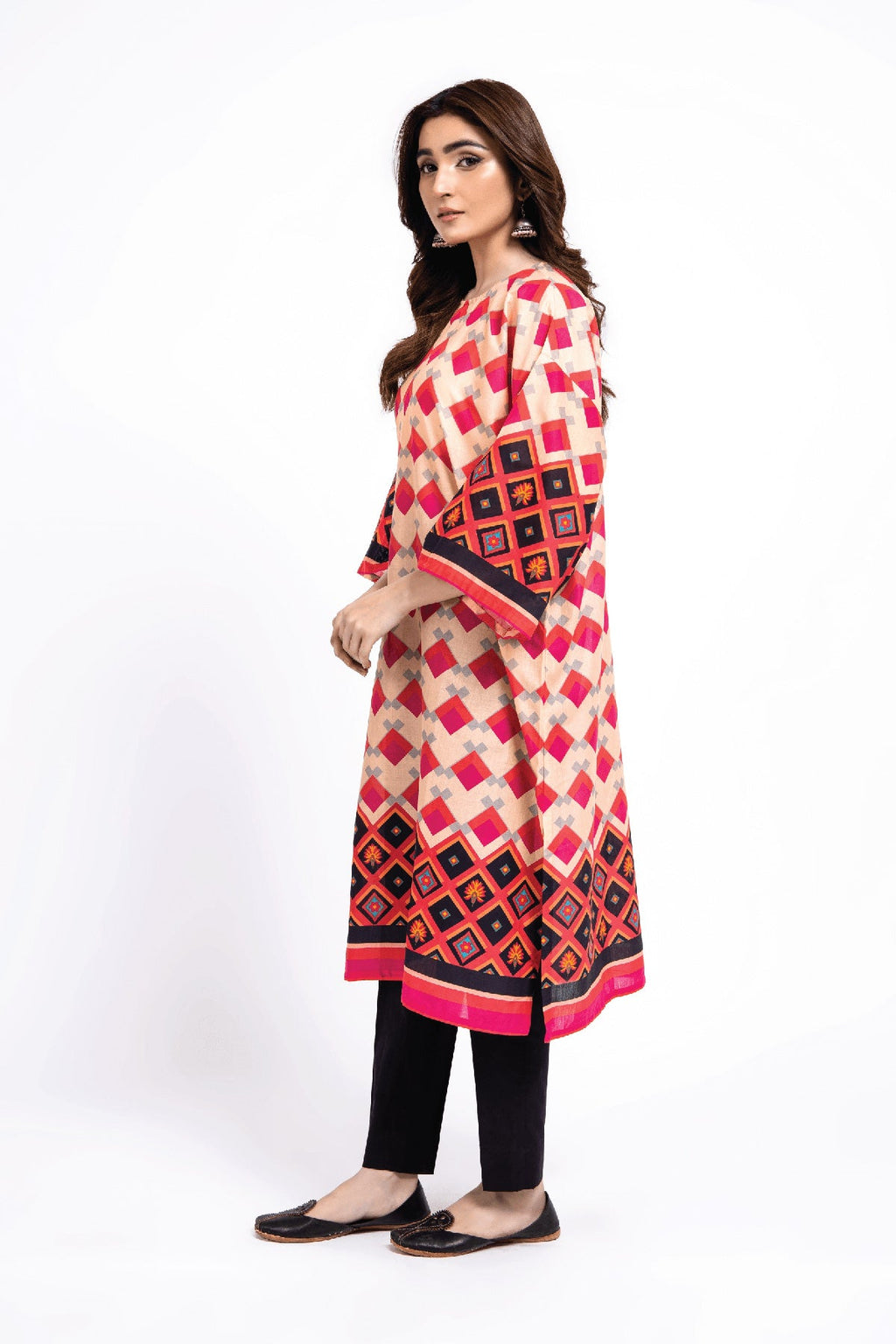 Printed Peach Lawn Pret Shirt by The Fabric Store, photo 3