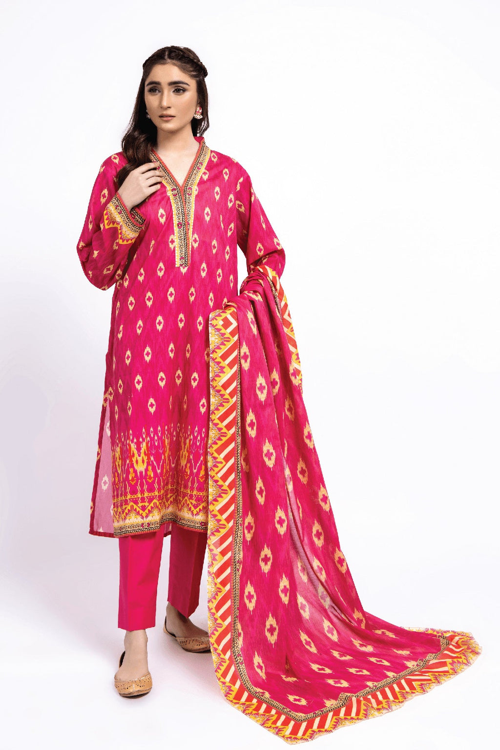 Printed Pink Lawn 3-Piece Pret Suit by The Fabric Store